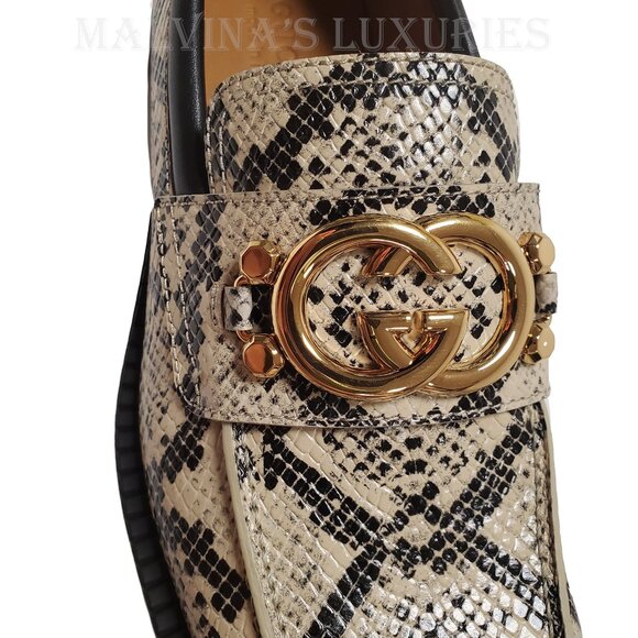 GUCCI SHOES MENS INTERLOCKING G LOGO PYTHON PRINT LOAFERS sz 8 8.5 US - Picture 12 of 15